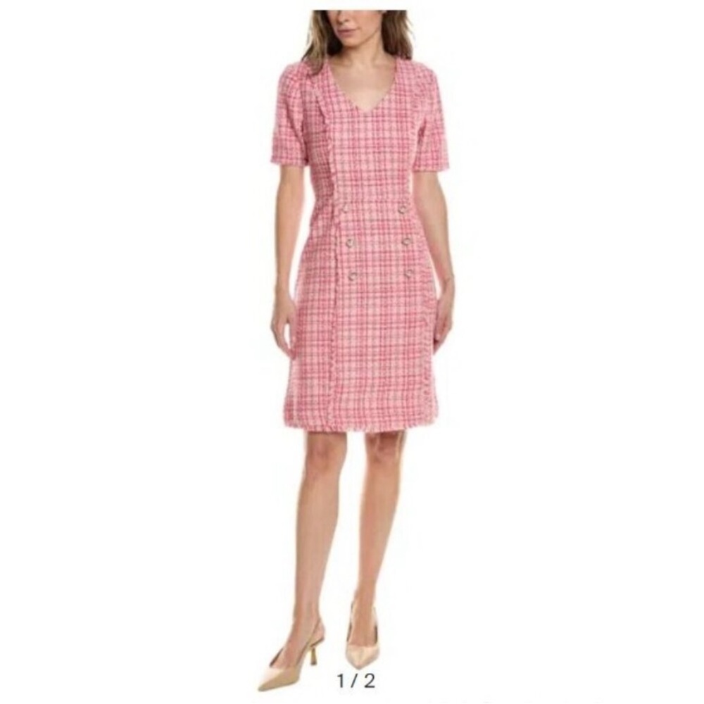 1197.  Nanette Lepore Pink Plaid Dress